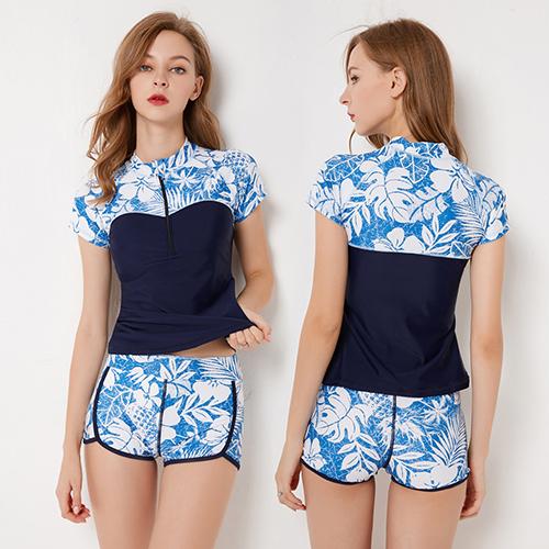 Vikionfly Large Tankini Swimsuits Women Plus Size Swimwear 2019 Long Sleeve Retro High Waist Bathing Suit Swim Suit With Shorts