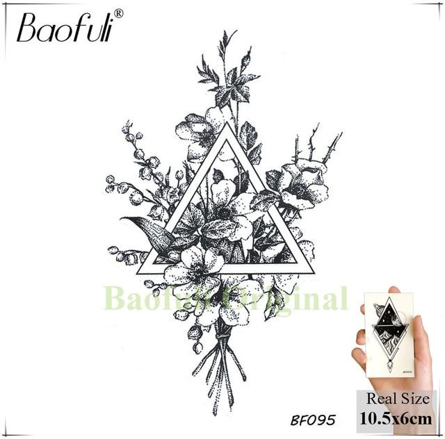 BAOFULI Hummingbird Petal Leaves Tree Temporary Tattoo Paper Flower Draw Black Tatoo Body Art Arm DIY Waterproof Tattoo Sticker