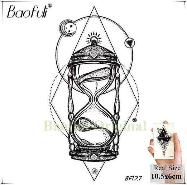 BAOFULI Hummingbird Petal Leaves Tree Temporary Tattoo Paper Flower Draw Black Tatoo Body Art Arm DIY Waterproof Tattoo Sticker