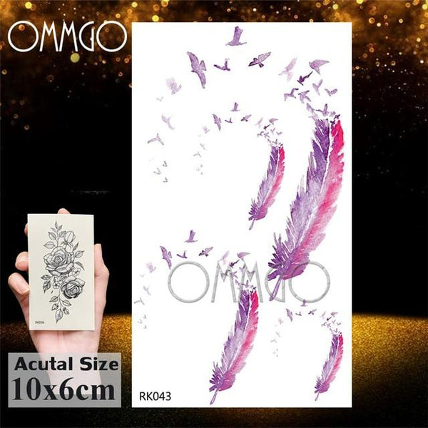 OMMGO Outspace Women Planet Brain Temporary Tattoo Sticker Waterproof Black Geometric Mountain Tatoos Body Art Fake Tattoo Paper