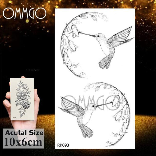 OMMGO Outspace Women Planet Brain Temporary Tattoo Sticker Waterproof Black Geometric Mountain Tatoos Body Art Fake Tattoo Paper