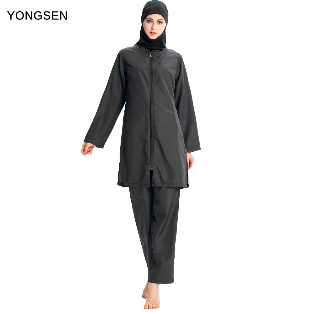YONGSEN 2019 new Women Muslimah Islamic Swimsuit Sport Clothing Plus Size Burkinis Printed Floral Modest Muslim Swimwear Hijab