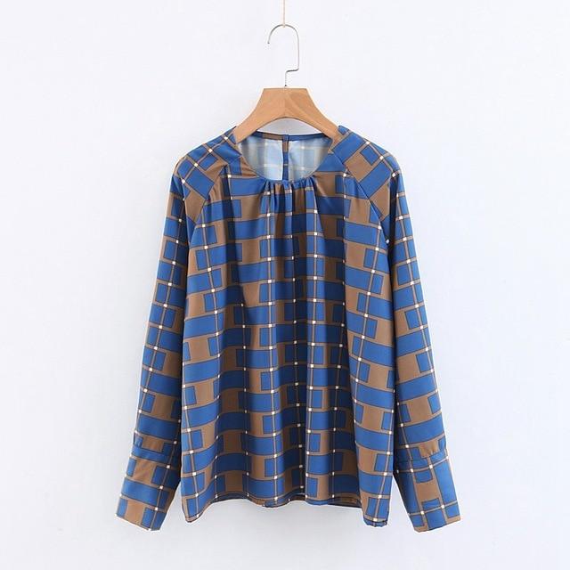 Fashion Floral Plaid Sets Long Sleeve Tops O neck Loose Shirts High Waist Skirt Pants Design Blouse + Pants Sets XZ1957 1961