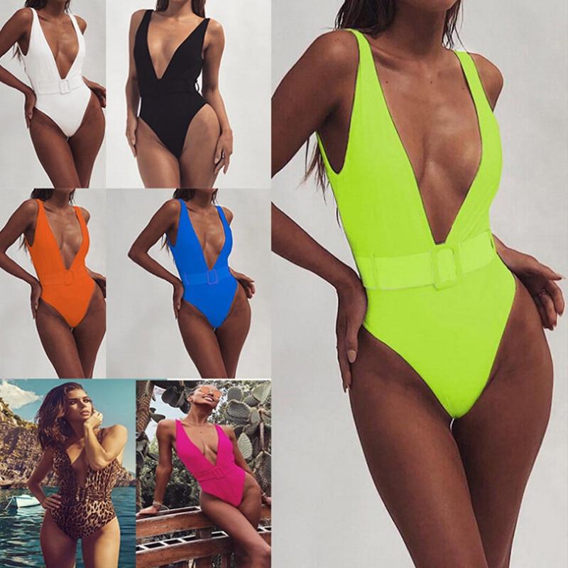 Swimsuit 2019 Push Up Bikini Sexy Mulheres 7 Colors One Piece Beachwear Swimwear Swimsuit Mulher Monokini