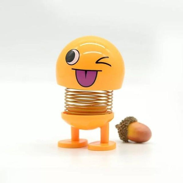 Borzecki Emoji Smile Funny Shaking Head Doll Toy Plastic Cartoon Funny Spring Model Ornaments car interior decoration