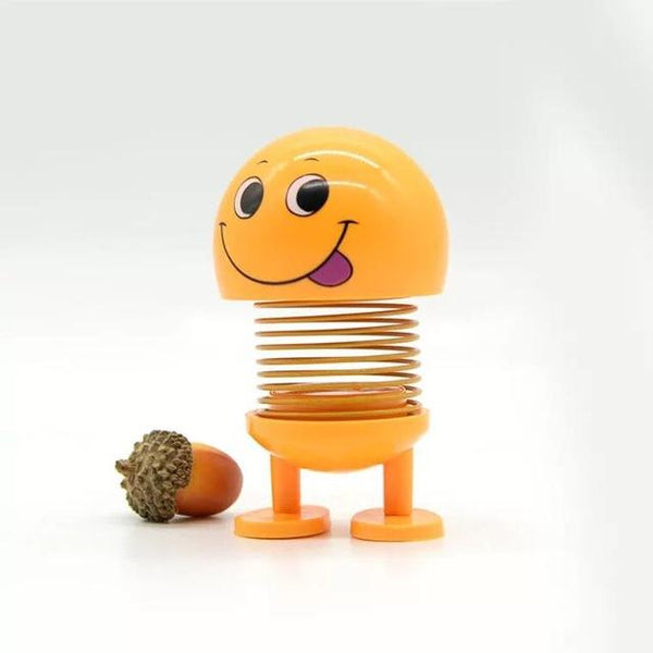 Borzecki Emoji Smile Funny Shaking Head Doll Toy Plastic Cartoon Funny Spring Model Ornaments car interior decoration