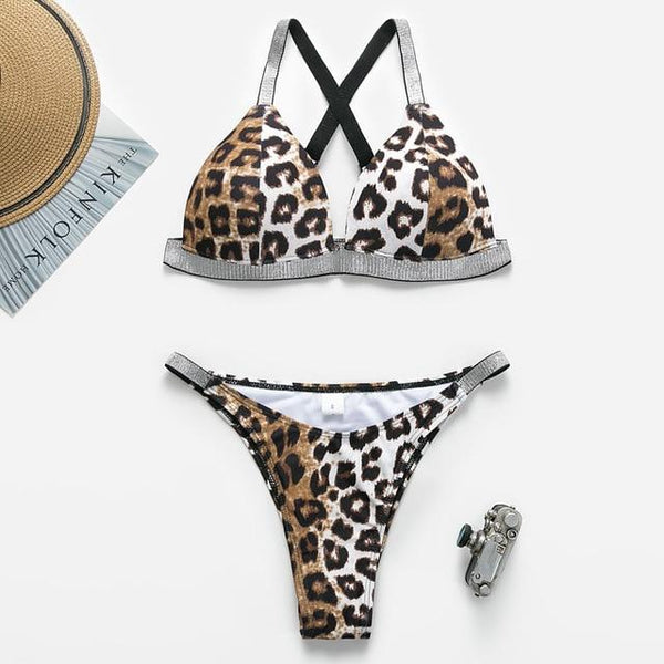 In-X Sexy thong bikini 2019 High cut swimsuit Silver push up bikini Shiny brazilian swimwear women bather Underwire Bathing suit