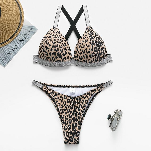 In-X Sexy thong bikini 2019 High cut swimsuit Silver push up bikini Shiny brazilian swimwear women bather Underwire Bathing suit