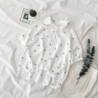 Summer Women Two Piece Sets 2019 Beach Boho Leaves Pattern Shirt + Casual High Waist Wide Leg Short Women Sets Clothes