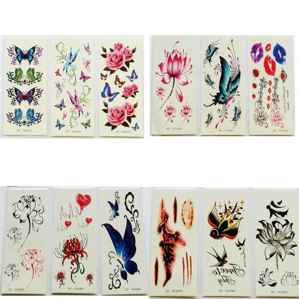 Waterproof Temporary Tattoos 3D Butterfly Flower Fake Tattoos Sticker