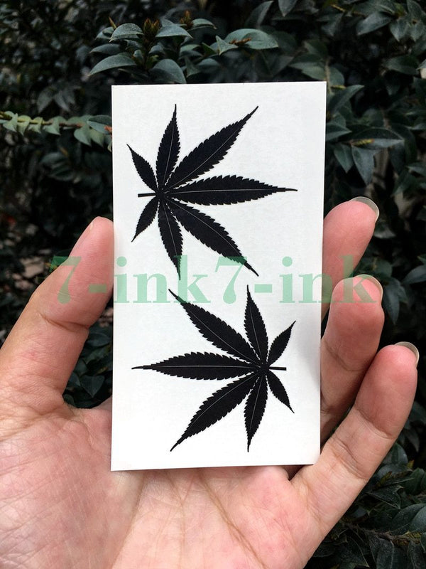 Waterproof Temporary Tattoo Sticker black Clover Maple leaf tattoo flash tatoo fake Water Transfer  tatto for Woman Man