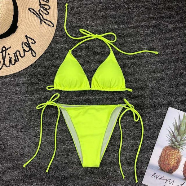 Aartiee Neon bikini 2019 Push up Sexy Brazilian bikini set triangle bathers woman swimwear Micro swimsuit female string biquini