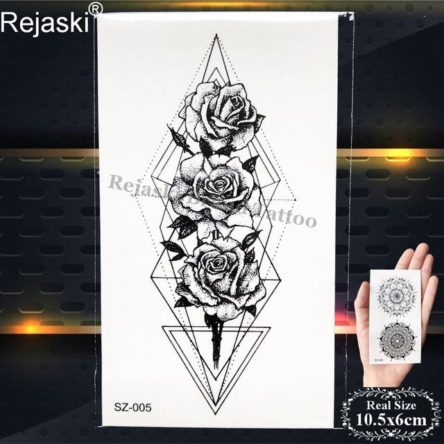 Rejaski Women Flirtatious Tattoo Stickres Body Art Painting Girl Fashion Temporary Tattoo Geometric Rose Dreamcatcher Fake Tatoo