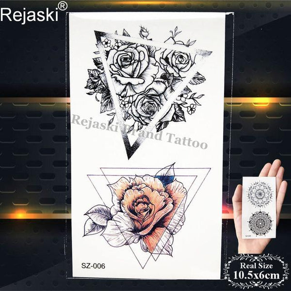 Rejaski Women Flirtatious Tattoo Stickres Body Art Painting Girl Fashion Temporary Tattoo Geometric Rose Dreamcatcher Fake Tatoo