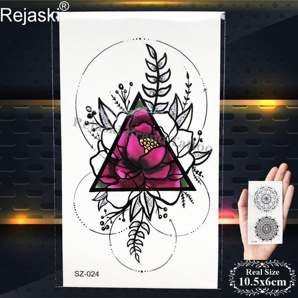 Rejaski Women Flirtatious Tattoo Stickres Body Art Painting Girl Fashion Temporary Tattoo Geometric Rose Dreamcatcher Fake Tatoo