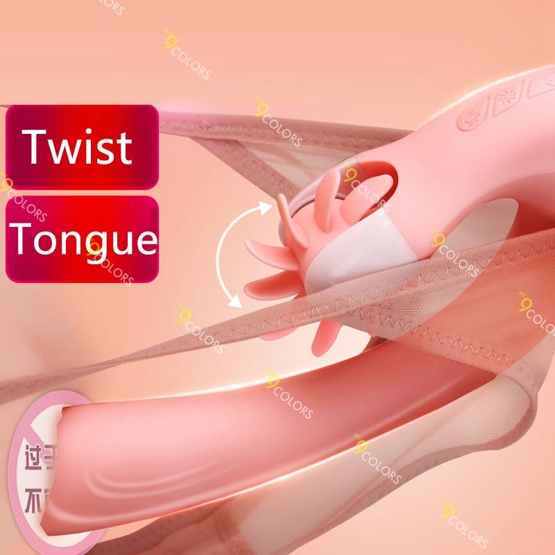 Tongue Vibrator for woman Orgasm lick Rotation Dildo Vibrator Clitoris Stimulation G-spot heating Adult Sex Toys For woman