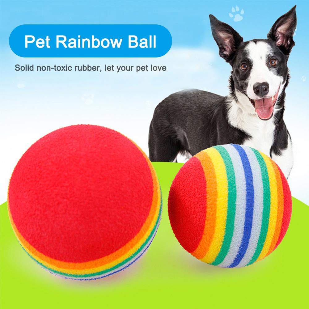 1Pcs Rainbow 3.5cm Cat Toy Ball Interactive Cat Toys Play Chewing Rattle Scratch EVA Ball Training Pet Supplies