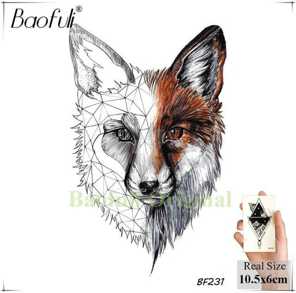 Sexy Fox Flowers Feather Women Temporary Tattoo Black Geometric Waterproof Fake Tatoos Body Art Arms Legs DIY Tattoo Stickers