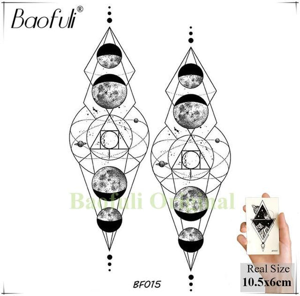 Sexy Fox Flowers Feather Women Temporary Tattoo Black Geometric Waterproof Fake Tatoos Body Art Arms Legs DIY Tattoo Stickers