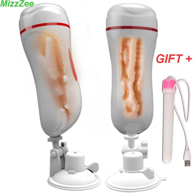 MizzZee Dual hole Oral Male Mastrubator for man anal pocket Vagina real pussy Penis pump Blowjob Vibrator Adult sex toys for man