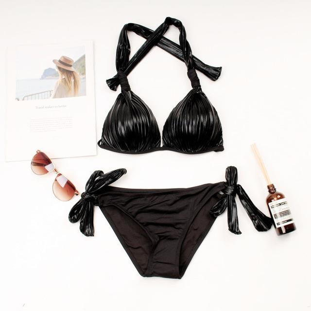 Sexy Bikinis Women Swimsuit gold silver Cut Out Bathing Suits Push Up Bikini Print Swimwear Beach Wear With Underwire Biquini