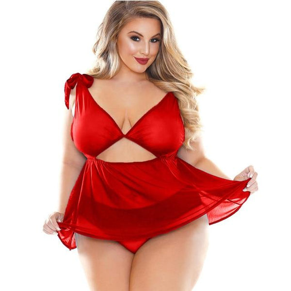 Plus Size 5xl 6xl Women Deep Mesh See Through Sexy Lace Erotic Lingerie Suit Nightdress Underwear Sexy Christmas Clothes Female