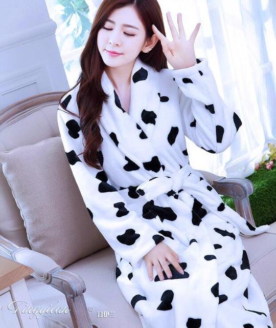 Couples Coral Fleece Robe Girls Warm Flannel Pajamas Women Thickened Long Sleeve Bathrobe Men Coral Fleece Homewear D-2086