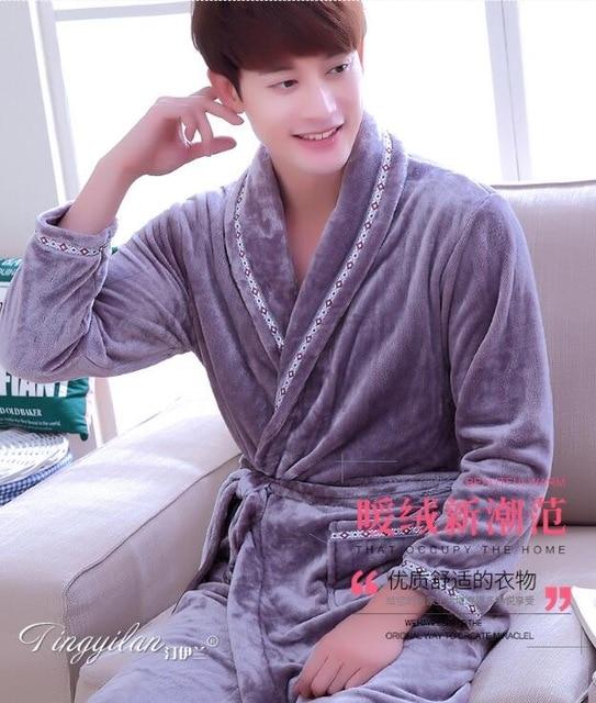 Couples Coral Fleece Robe Girls Warm Flannel Pajamas Women Thickened Long Sleeve Bathrobe Men Coral Fleece Homewear D-2086