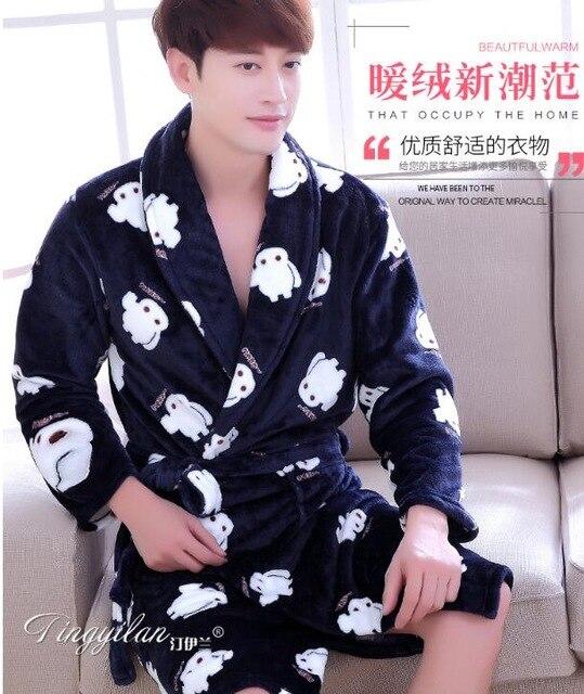 Couples Coral Fleece Robe Girls Warm Flannel Pajamas Women Thickened Long Sleeve Bathrobe Men Coral Fleece Homewear D-2086
