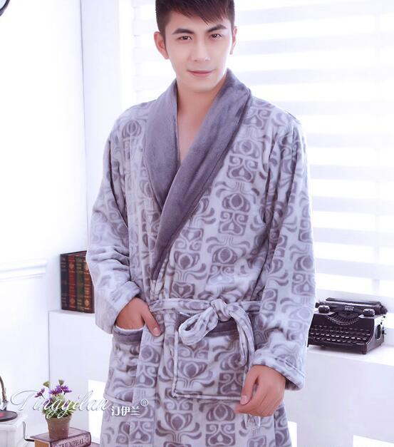 Couples Coral Fleece Robe Girls Warm Flannel Pajamas Women Thickened Long Sleeve Bathrobe Men Coral Fleece Homewear D-2086