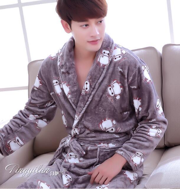 Couples Coral Fleece Robe Girls Warm Flannel Pajamas Women Thickened Long Sleeve Bathrobe Men Coral Fleece Homewear D-2086