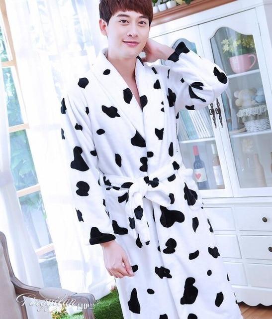 Couples Coral Fleece Robe Girls Warm Flannel Pajamas Women Thickened Long Sleeve Bathrobe Men Coral Fleece Homewear D-2086