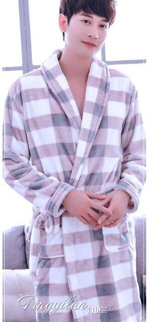 Couples Coral Fleece Robe Girls Warm Flannel Pajamas Women Thickened Long Sleeve Bathrobe Men Coral Fleece Homewear D-2086