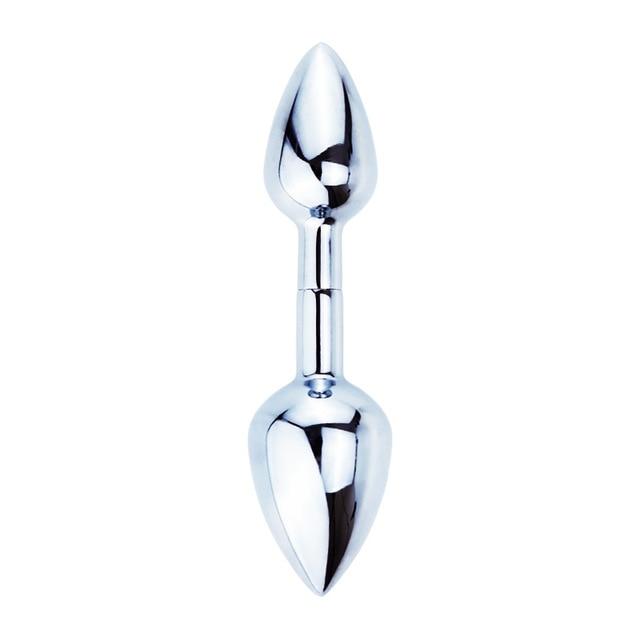 Detachable Dual Butt Plug with Long Vibrator Anal Dilator Ball Smooth Metal Butt Plug for Woman Man Lesbian Gay Erotic Sex Toys