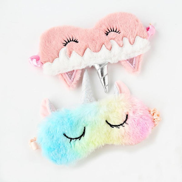 1pc New Unicorn Eye Mask Cartoon Sleeping Mask Plush Eye Shade Cover Eyeshade Suitable For Travel Home Party Gifts