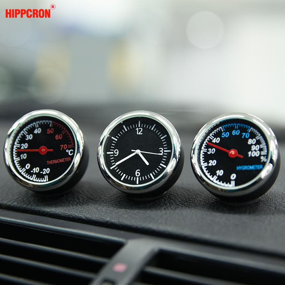 Hippcron Car Digital Thermometer/Clock/Hygrometer Pointer Air Conditioning Outlet Clip Ornament Auto Watch Quartz Clock