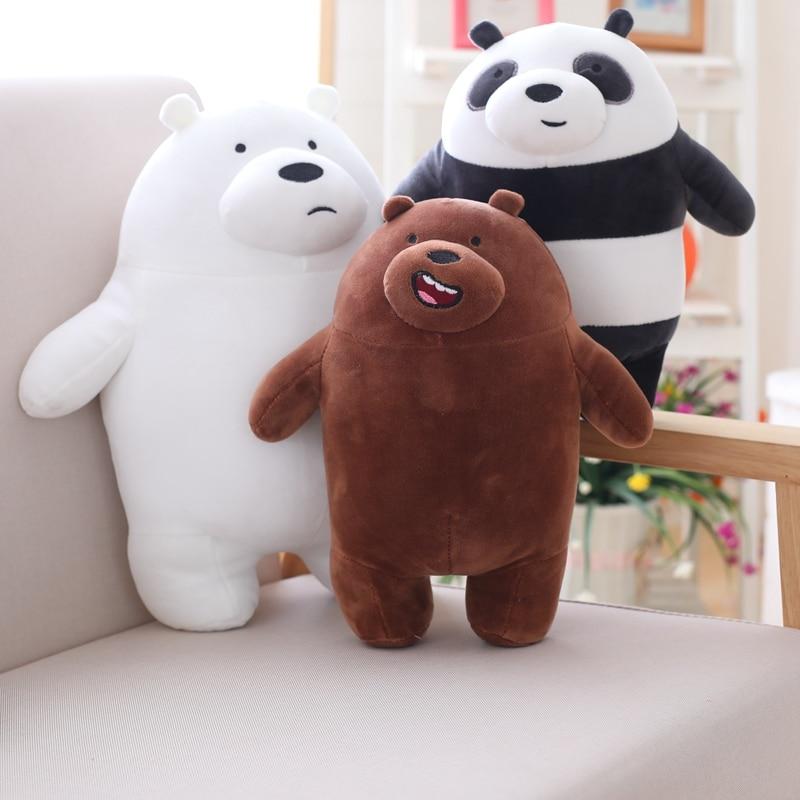 27cm Kawaii We Bare Bears Plush Toy Cartoon Bear Stuffed Grizzly Gray White Bear Panda Doll Kids Love Birthday Gift