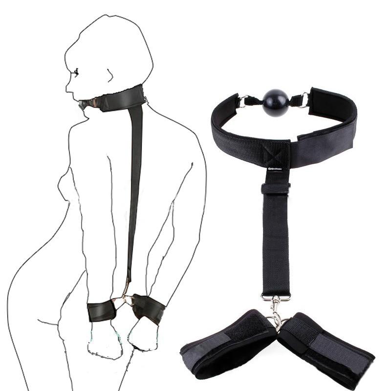 Sex Toys For couples Erotic Restraints positioning Bondage BDSM esclave Handcuffs Muzzles Mouth Gags Ball Adult sexuale Slave