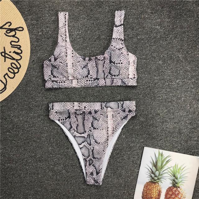 In-X Micro bikini 2019 Sexy snake print swimsuit female High cut bikini set Halter swimwear women String bathing suit Beach wear