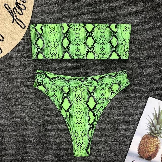 In-X Micro bikini 2019 Sexy snake print swimsuit female High cut bikini set Halter swimwear women String bathing suit Beach wear