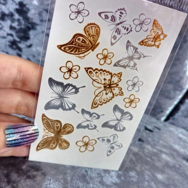 Hot Flash Metallic Waterproof Temporary Tattoo Gold Silver Tatoo Women Henna Flower Taty Design Tattoo Sticker