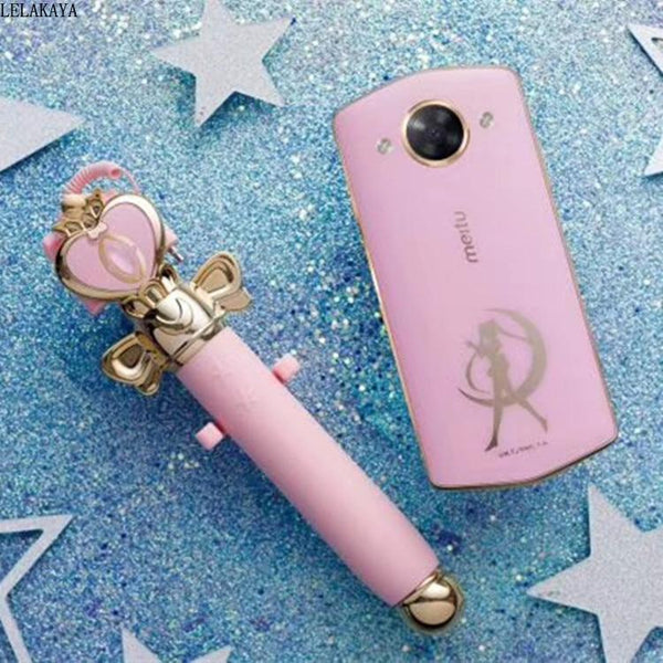 1PCS Action Figure Sailor Moon Beauty Photo Artifact Heart Moon Rod wand Selfie Extendable Handheld Selfie Stick Audio Ver. Doll