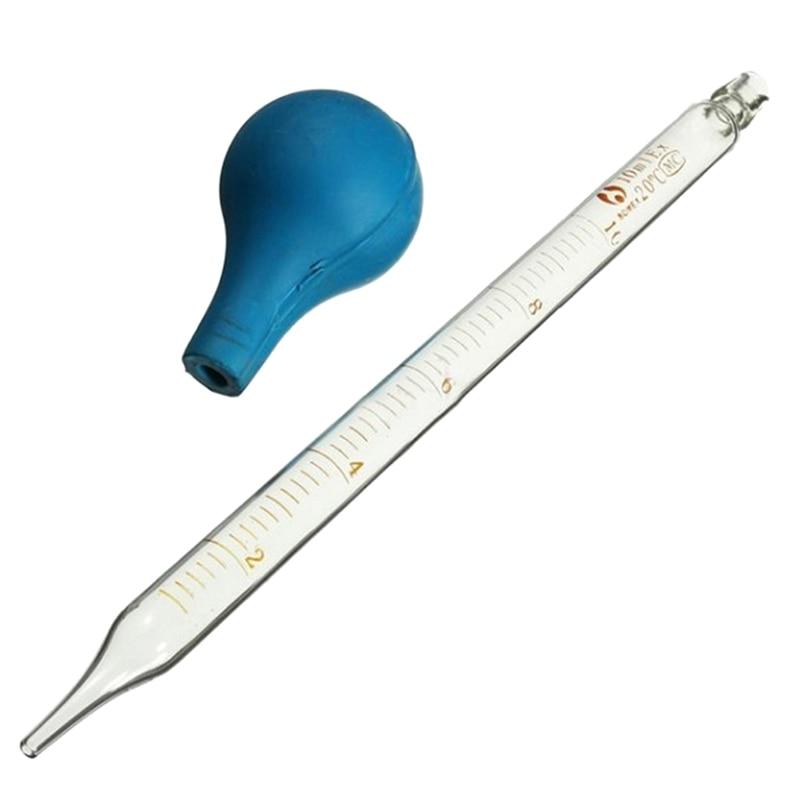 10ml  Lab Dropper Pipet Rubber Head Glass Dropper Glass Pipette With Scale Line Blue&Transparent 1pc