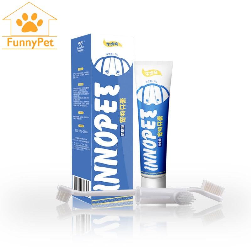 1 Set Pet Dog Toothpaste Vanilla Beef Flavor Tooth Paste Dog Healthy Teeth Brushing Cleaner For Finger Tooth Back Up Brush Care