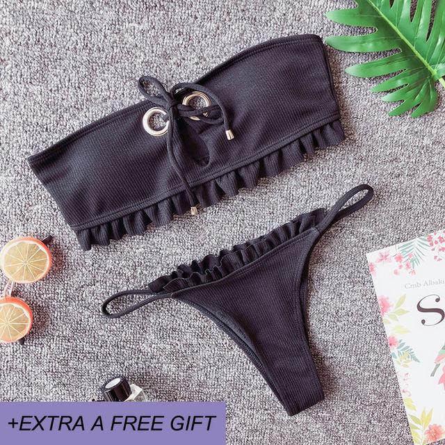 New Bowknot High Waist Solid Red Pink Bikini Set Women Swimsuit Ladies Bathing Suit For Female Swimswear Beach Swimming Suit