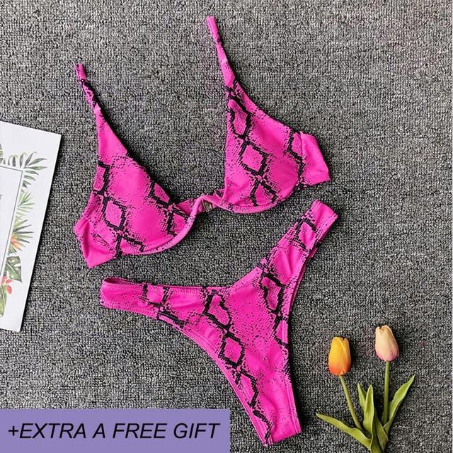 New Bowknot High Waist Solid Red Pink Bikini Set Women Swimsuit Ladies Bathing Suit For Female Swimswear Beach Swimming Suit