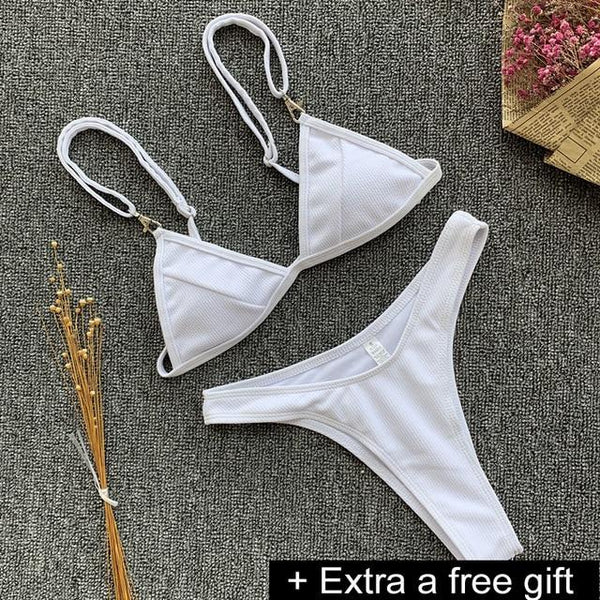 6 colors swimwear women 2018 new sexy Ladies solid color high waist top &bottom zipper swimsuit beach swimming suit Female Girl