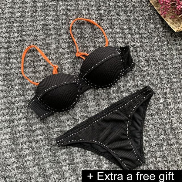 6 colors swimwear women 2018 new sexy Ladies solid color high waist top &bottom zipper swimsuit beach swimming suit Female Girl