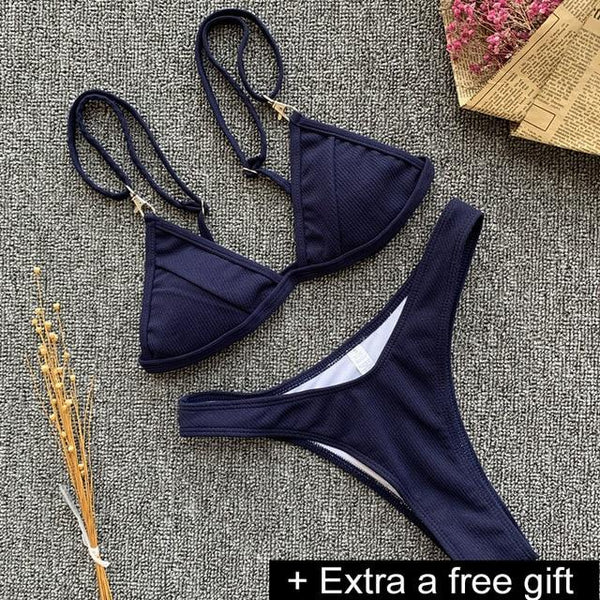 6 colors swimwear women 2018 new sexy Ladies solid color high waist top &bottom zipper swimsuit beach swimming suit Female Girl