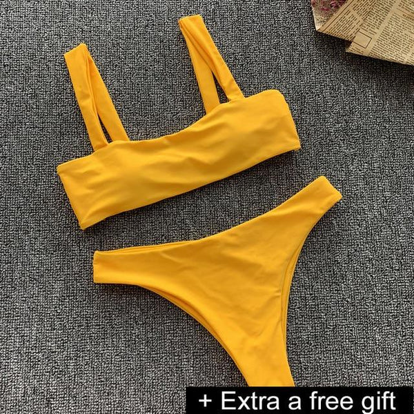 6 colors swimwear women 2018 new sexy Ladies solid color high waist top &bottom zipper swimsuit beach swimming suit Female Girl